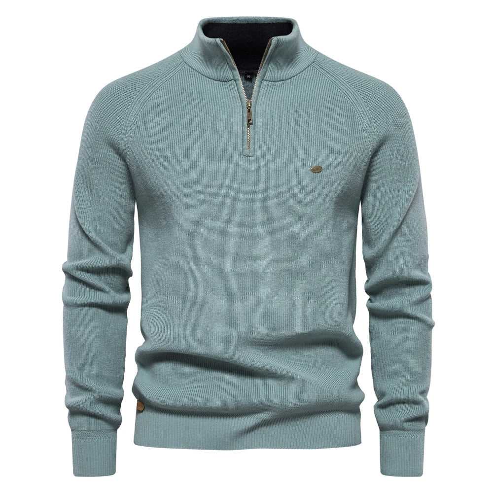 Half Zip Steppstrickpullover Heren – Comfortabele gebreide trui voor casual stijl