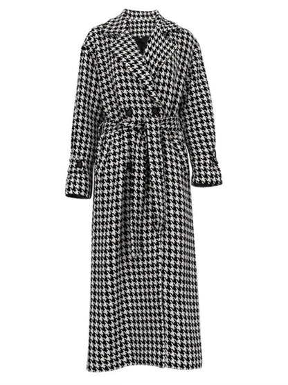 Trenchcoat dames – Glencheck-patroon, stijlvolle lange jas voor herfst