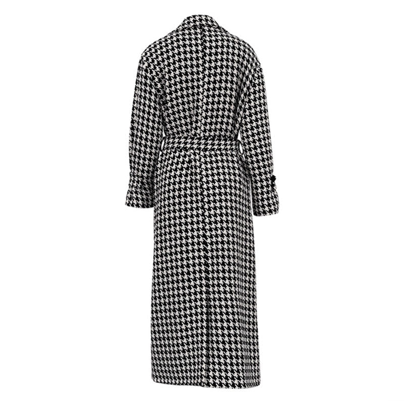 Trenchcoat dames – Glencheck-patroon, stijlvolle lange jas voor herfst