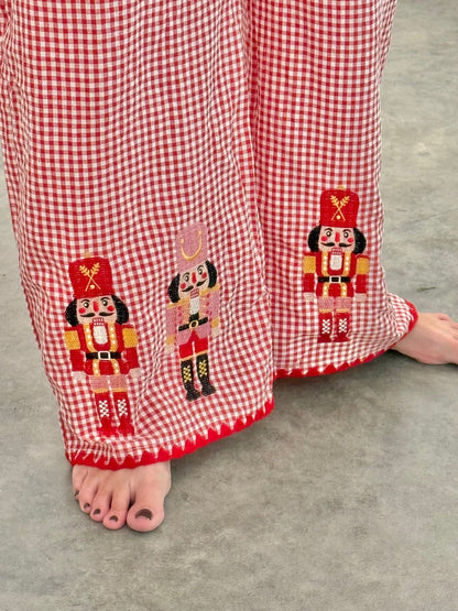 Kerst Pyjama Set Dames Lange Mouwen Top Brede Pijpen Broek