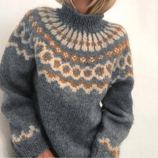Dames-Trui – Comfortabele gebreide trui met ronde hals en lange mouwen
