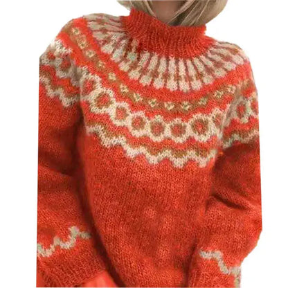 Dames-Trui – Comfortabele gebreide trui met ronde hals en lange mouwen