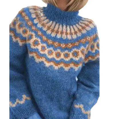 Dames-Trui – Comfortabele gebreide trui met ronde hals en lange mouwen