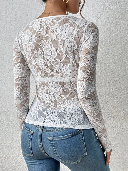 Kanten top dames – Elegante kanten blouse met verstelbare schouderbanden