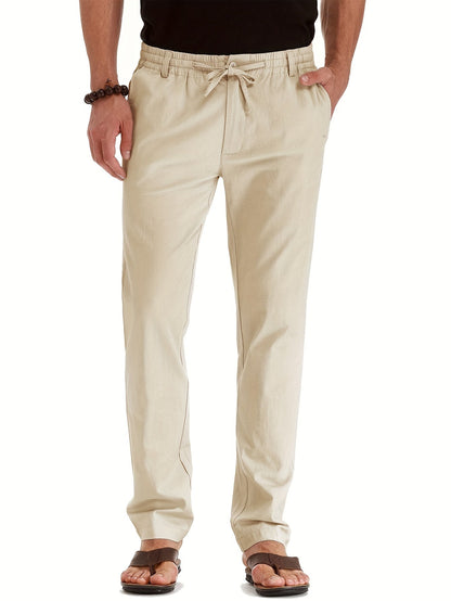 Heren broek met trekkoord – Comfortabele casual broek voor heren, katoen, slim fit