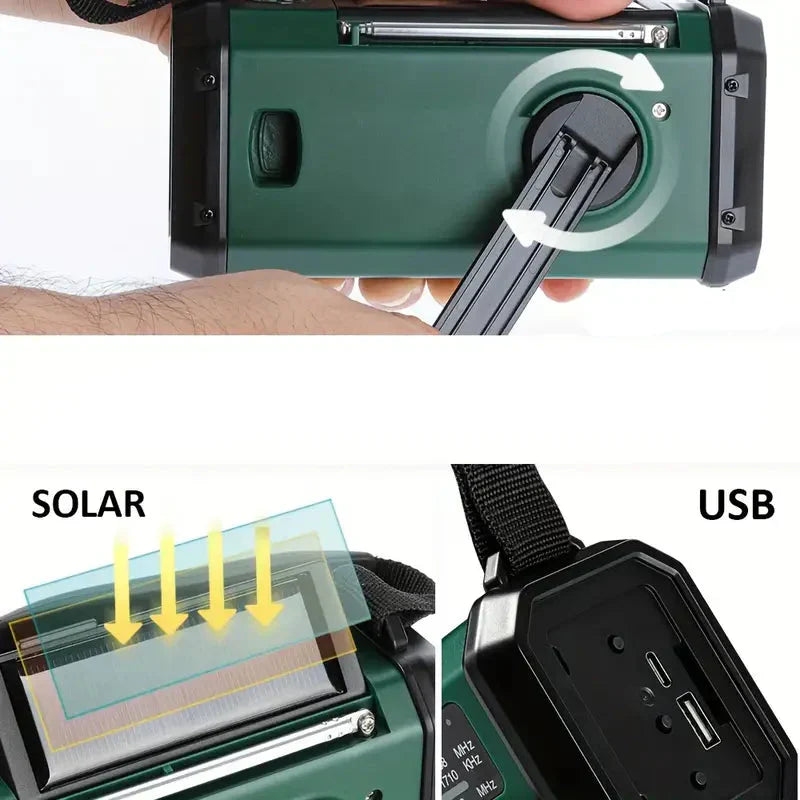 Zonne-energie Noodradio Powerbank Radio LED Lamp Buiten