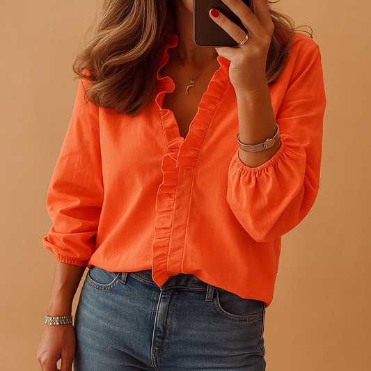 Blouse dames met ruches – Elegante blouse voor werk en casual outfits