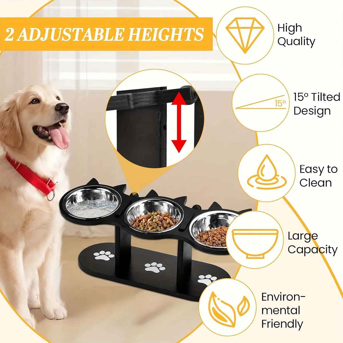 Verhoogde Kattenkom RVS Schalen Set