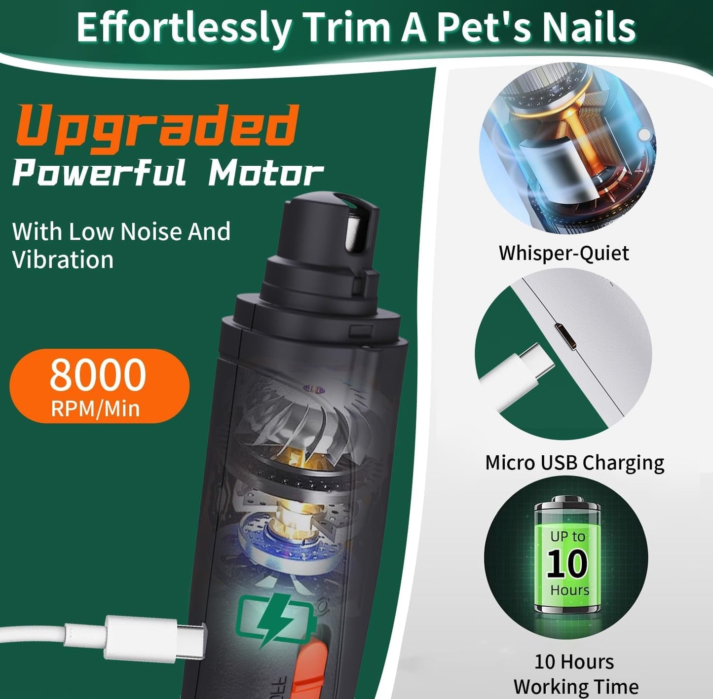 Hond Nagelknipper Trimmer USB Oplaadbaar LED Licht