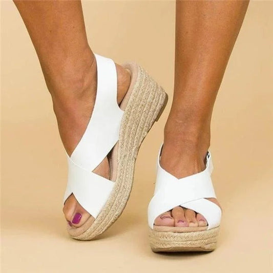 Espadrille Sandalen Dames – Elegante Zomer Sandalen van Canvas met Sleehak