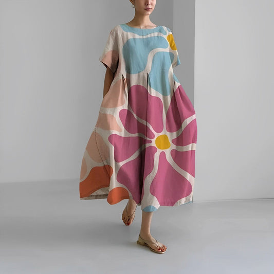 Bedrukte Jurk Dames – Elegante A-lijn Jurk met Floral Design voor Feestelijke Gelegenheden