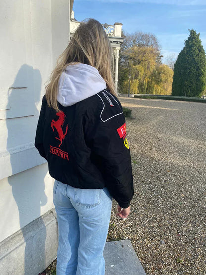 Vintage Ferrari Racer Jack – Sportieve Unisex Jack van Duurzame Materialen