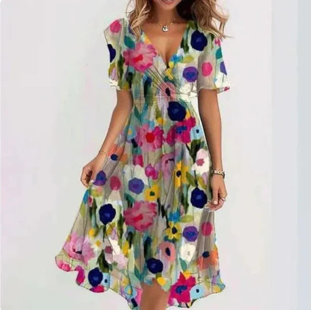 V-hals Jurk Dames – Elegante Jurk voor Feestelijke Gelegenheden en Casual Dagen