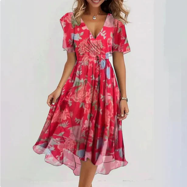V-hals Jurk Dames – Elegante Jurk voor Feestelijke Gelegenheden en Casual Dagen