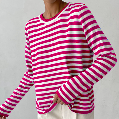 Gestreept dames top – Langarmige blouse met trendy strepen voor casual stijl