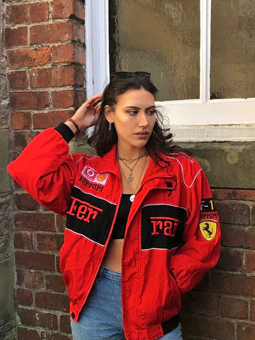 Vintage Ferrari Racer Jack – Sportieve Unisex Jack van Duurzame Materialen