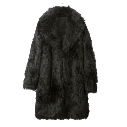 Mantel voor heren – Lange jas met bontdesign en stijlvolle snit voor winter