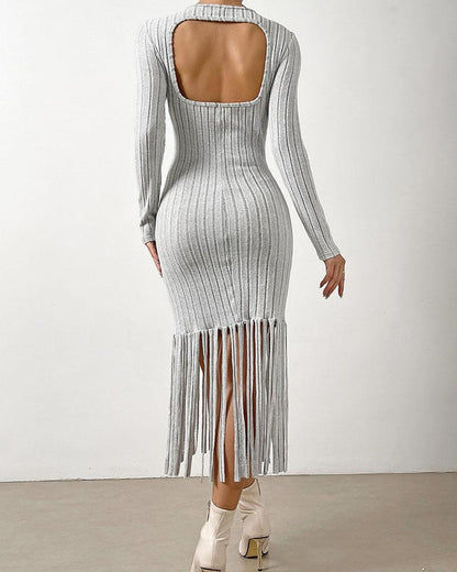 Tricot Jurk Dames met Franjes – Elegante Jurk voor Feestelijke Gelegenheden