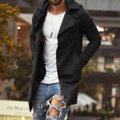 Vintage Herenmantel – Stijlvolle Reverskragen Jas voor Herfst en Winter