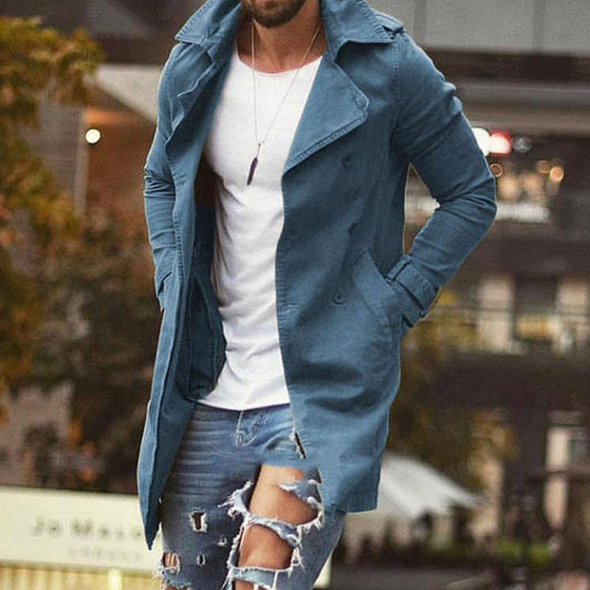 Vintage Herenmantel – Stijlvolle Reverskragen Jas voor Herfst en Winter