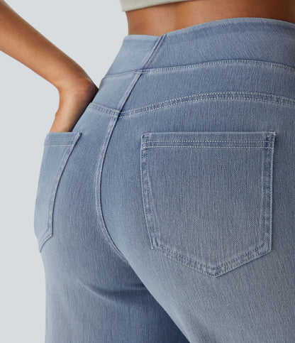 Elastische Hoge Taille Broek Dames – Comfy Broek met Stretch en Casual Design