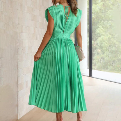 Maxi Jurk Plissé Vrouwen – Elegante Lange Jurk voor Feest en Ceremonie