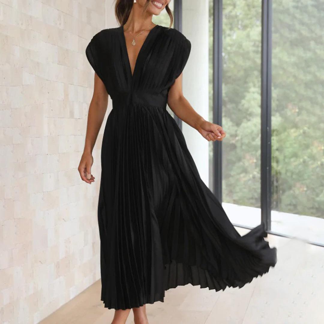 Maxi Jurk Plissé Vrouwen – Elegante Lange Jurk voor Feest en Ceremonie