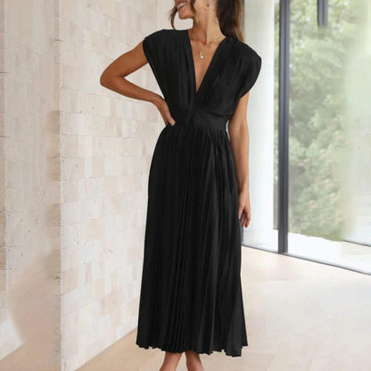 Maxi Jurk Plissé Vrouwen – Elegante Lange Jurk voor Feest en Ceremonie