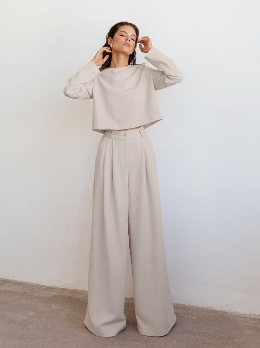 Langarmshirt dames – Modieuze broek met wijde pijpen voor casual stijl