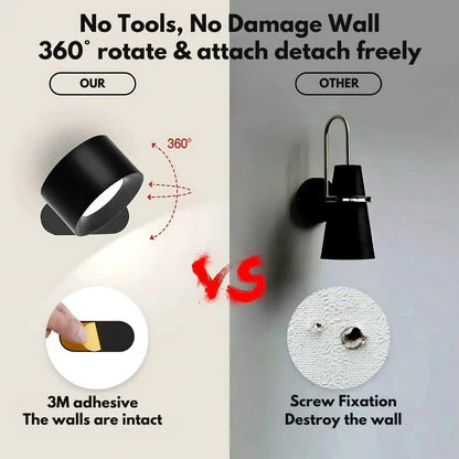 Wiederaufladbare LED-Wandleuchte, 360° drehbar, dimmbar