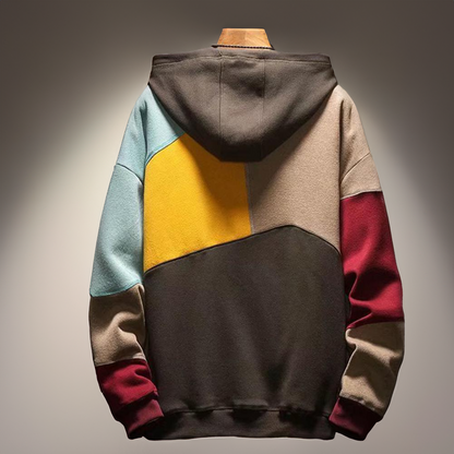 Heren Hoodie Patchwork – Hip-Hop Stijl, Comfortabele en Trendy Sweatshirt