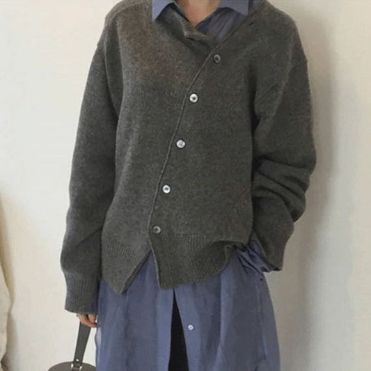 Asymmetrische Vest Dames - Modieuze Vest met Knopen en Unieke Snit voor Herfst