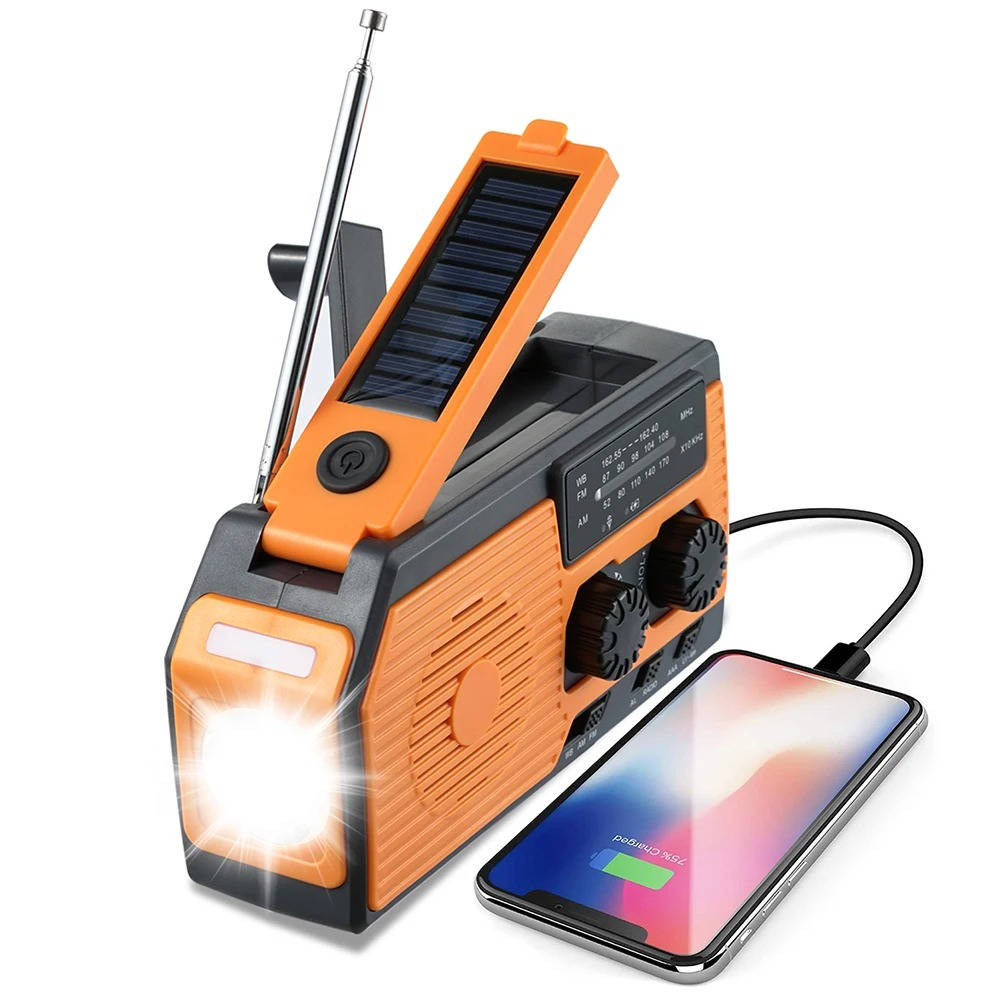 Zonne-energie Noodradio Handcrank met USB en Zaklamp