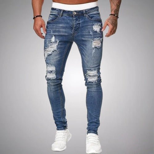 Jeans voor Heren – Gescheurde Denim Broek met Slim Fit en Comfort