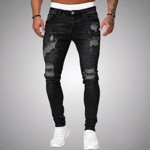 Jeans voor Heren – Gescheurde Denim Broek met Slim Fit en Comfort