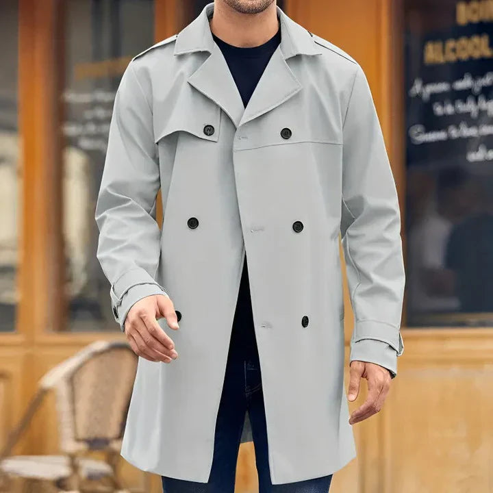 Trenchcoat Heren – Stijlvolle trenchcoat met reverskraag en luxe uitstraling