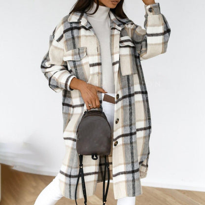 Geruite Jas Dames – Trendy geruite blazer met lange mouwen voor casual en chic