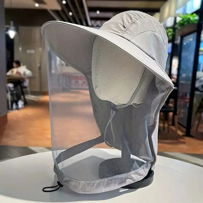 Zonnehoed met brede rand en muggenbescherming