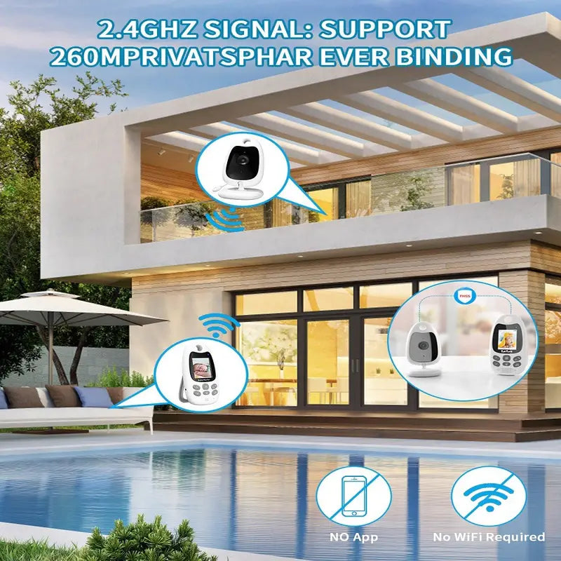 Kabelloses Babyphone mit Video, Audio, Nachtsicht und Zwei-Wege-Kommunikation