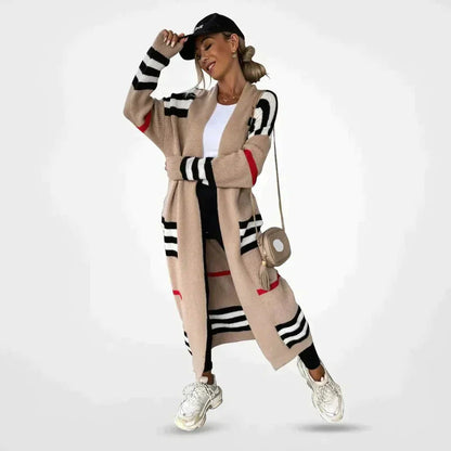 Gestreepte Dames Vest – Stijlvol Gebreid Vest met Lange Mouwen voor Herfst