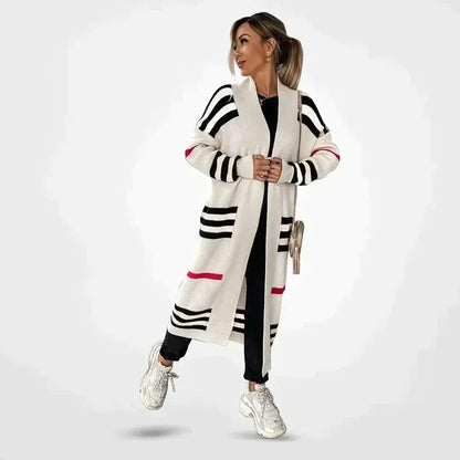 Gestreepte Dames Vest – Stijlvol Gebreid Vest met Lange Mouwen voor Herfst