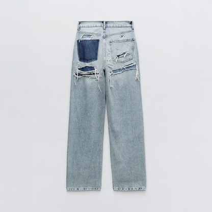 Vintage Gescheurde Jeans Dames - Modieuze Slim Fit Denim met Hoge Taille