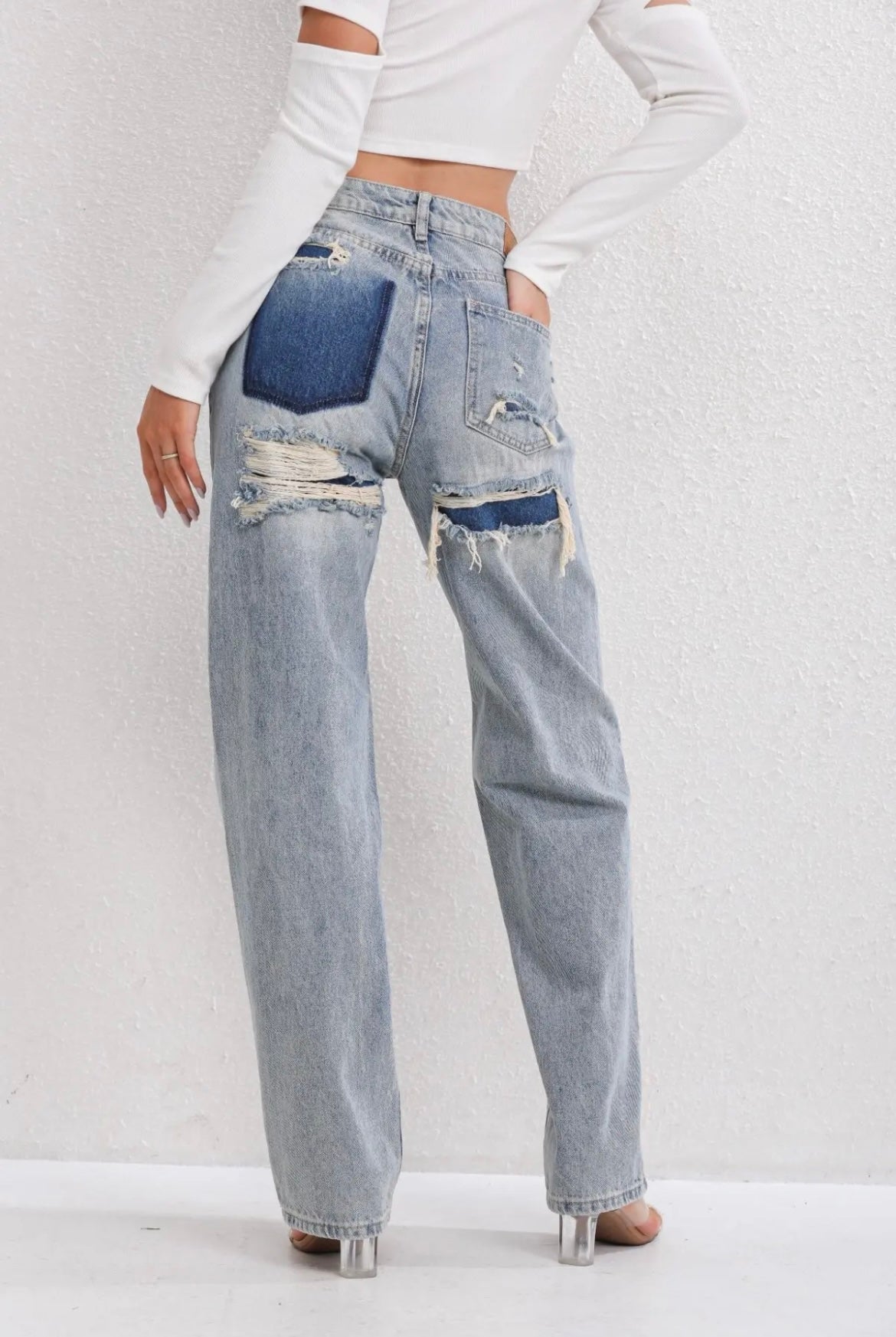 Vintage Gescheurde Jeans Dames - Modieuze Slim Fit Denim met Hoge Taille